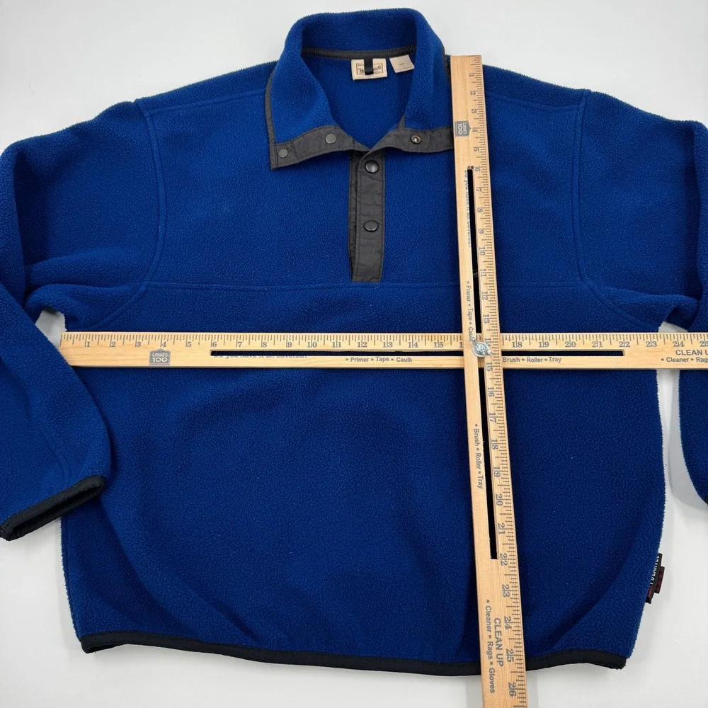 Woolrich Mens Fleece Pullover Jacket Blue Snap Collar‎ Large Outdoor
